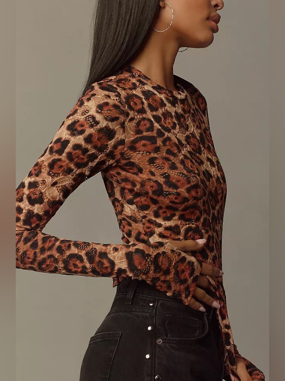 Anthropologie AFRM Kaylee Mesh Long-Sleeve Top NWT